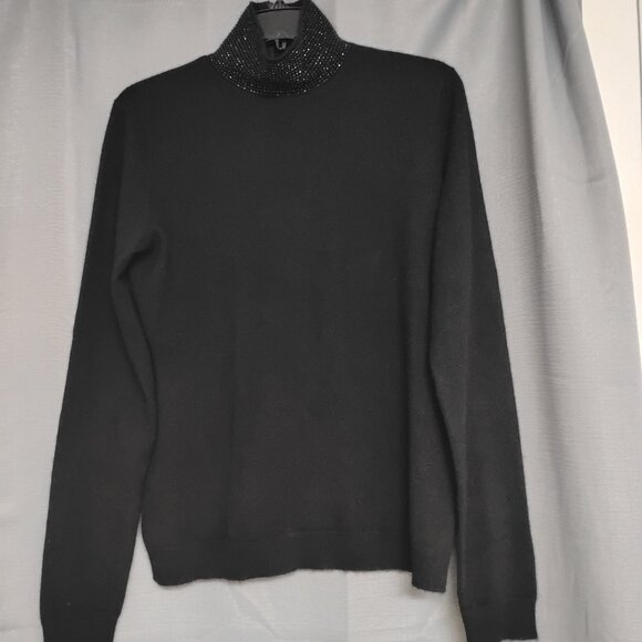 ❤️Ralph Lauren Black Label Cashmere Beaded Sweater Size Large